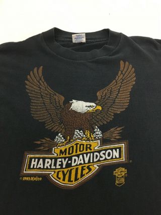 Vintage 1983 Harley Davidson Eagle Edmonton T - Shirt Size M Black Made in USA 4