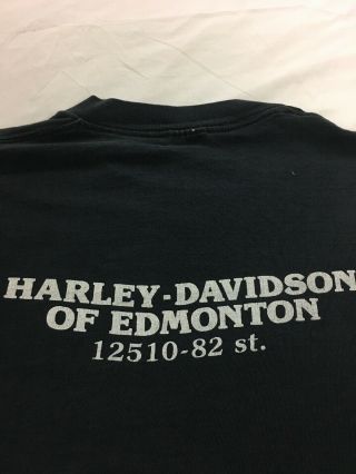 Vintage 1983 Harley Davidson Eagle Edmonton T - Shirt Size M Black Made in USA 5