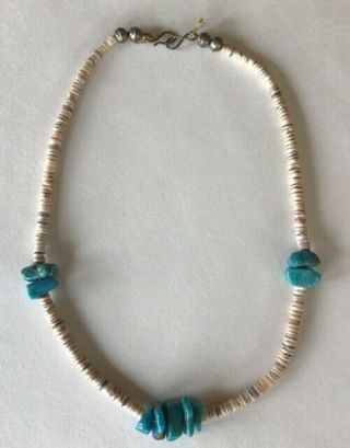 Vintage Native American Turquoise Nugget And Heishi Necklace