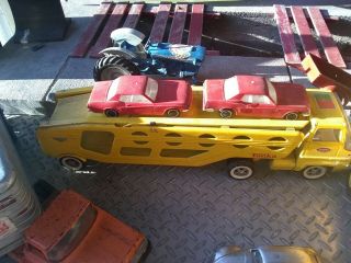 Tonka Truck Car Carrier With Two Cars Vintage Metal Toys