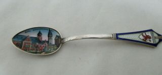 Vintage German Silver & Enamel Souvenir Demitasse Spoon Dankwarderode Castle