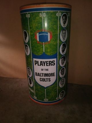 Vintage 1971 Baltimore Colts Nfl Football Sport Trash Can Johnny Unitas