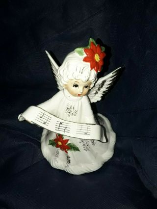 Vintage Christmas Lefton Angel Figurine Porcelain Music Box