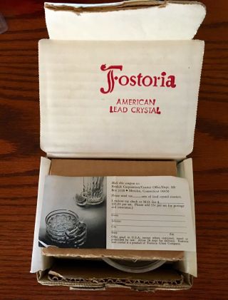Vintage 1960s Fostoria American Lead Crystal Coaster Set Of 4 In The Box
