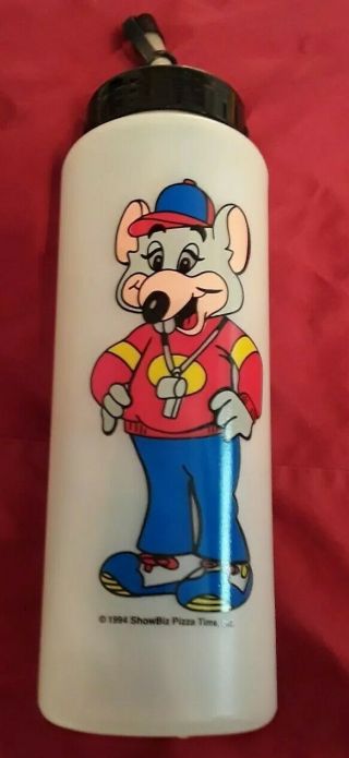 Vintage 1994 Chuck E Cheese Showbiz Pizza Double Sided Water Bottle Lid & Straw