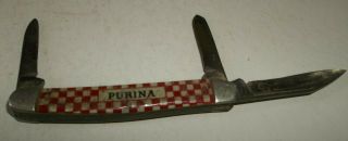 Vtg Purina Advertising 3 Blade Folding Pocket Knife - Kutmaster Utica N.  Y.