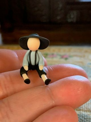 Vintage Miniature Dollhouse Artisan Primitive Sculpted Clay Little Amish Boy