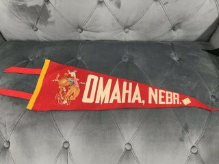 Vintage Rare Omaha Nebraska Flag Red White Bucking Horse Exc Cons With Tags