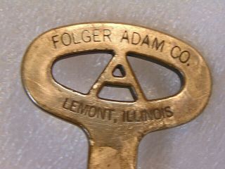 Vintage Folger Adam Co.  Lemont Illinois Prison Jail Cell Door Key