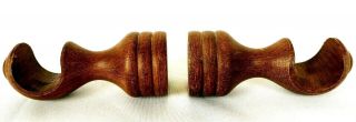 Vintage Wooden Curtain Rod Brackets Holder Drapery Light Brown For 3/4 " Rod Pair