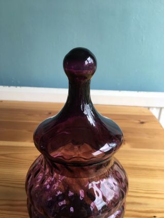 Vintage Mid Century Art Glass Empoli Bon Bon Apothecary Lidded Jar Amethyst 60’s 4