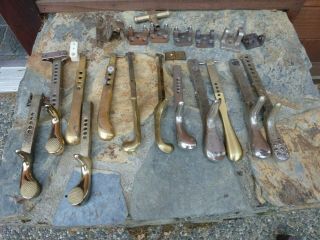 Vtg Salvaged Antique Brass Steel Piano Pedals Art Crafts Replacement 3