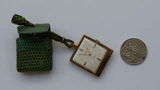 Vintage Jean Perret pocket watch in leather pouch 2
