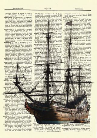 Ship Dictionary Art Print Picture Book Nautical Ocean Water Vintage Boat Poster 2