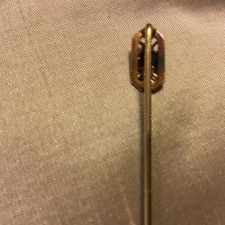Antique Art Deco 14k Yellow and White Gold and Ruby Stick Pin 2 5/8” L Beaut 3