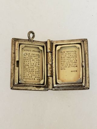 VINTAGE STERLING BIBLE CHARM OPENS WITH LORDS PRAYER INSIDE 3