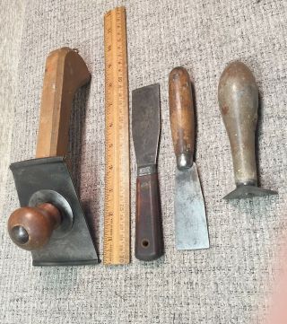 4 Vintage - Maybe Antique - Paint - Scraping Tools - Largest With Knob: No 8425