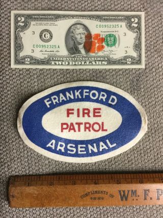 Vintage Frankford Arsenal Fire Patrol Patch Armband Fire Department
