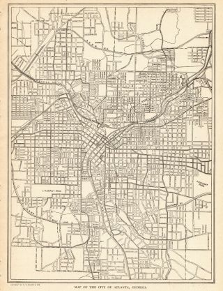 1923 Antique Atlanta Georgia City Map Vintage Map Of Atlanta Wall Art 6964