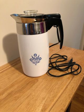 Corning Ware Cornflower Blue 10 Cup Electric Coffee Pot Vintage Complete