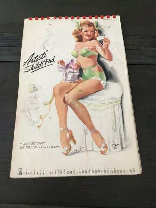 Vintage 1949 Artist Sketch Pad Wall Calendar - Sexy - Burlesque -