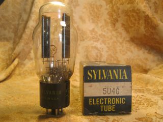 Vintage Single Nos Nib Sylvania 5u4g Rectifier Tube Black Plate Usa