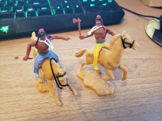 Timpo Toys - Wild West - 2x Indians On Horseback 1970s Vintage