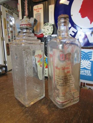 2 Vintage Glass Embalming Fluid Bottles - - Esco Art Deco