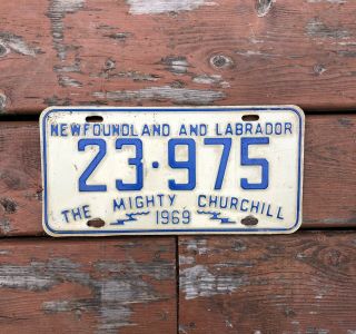 Vintage Newfoundland And Labrador 1969 The Mighty Churchill License Plate 23 975