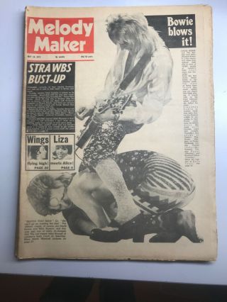 Vintage Melody Maker Newspaper: May 19,  1973 " Bowie Blows It "
