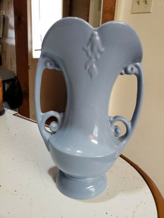Vintage Abingdon Art Pottery Vase Light Blue 522 Double Handle Scroll
