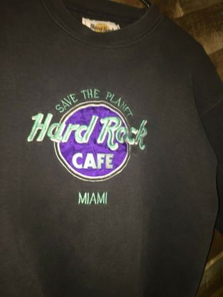 Vintage Hard Rock Cafe Medium Black Sweatshirt Save The Planet Miami