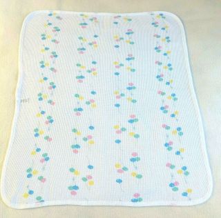 Baby Morgan Pastel Balloon Thermal 100 Cotton Waffle Weave Blanket Vintage USA 4