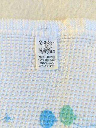 Baby Morgan Pastel Balloon Thermal 100 Cotton Waffle Weave Blanket Vintage USA 5