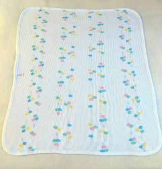 Baby Morgan Pastel Balloon Thermal 100 Cotton Waffle Weave Blanket Vintage USA 7