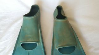 Vintage Mid Century Blue Slip On Scuba Dive Swim Fins Size 10 - 12 Made In U.  S.  A