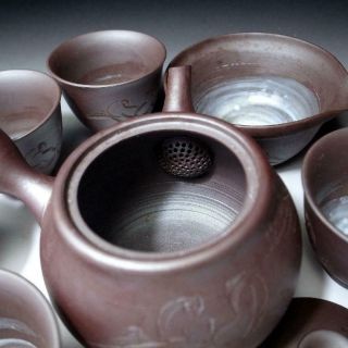 JK16: Vintage Japanese Sencha Tea pot & cups,  Banko Ware 7