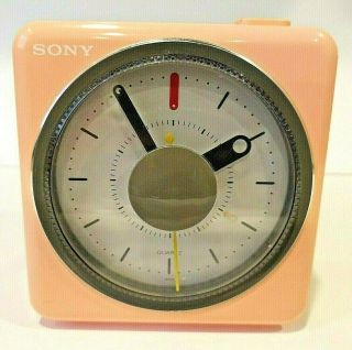 Vintage Pink Sony Icf - A10w Clock Radio - Alarm Plays Here Comes The Sun By Beatl