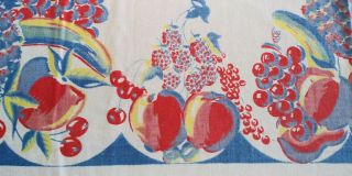 Vintage Fruit Berries Border Cotton Tablecloth 58 X 72 " Pineapple Cherris Banana