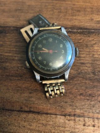 Vintage Military Ww2 Tara Sport Wristwatch With Rare Brass Military Band