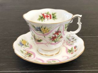 Vintage Royal Albert Bone China Tea Cup And Saucer Canada Territories Emblems