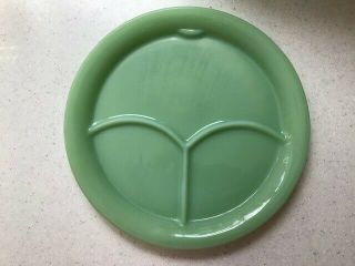Vintage Fire King Jadeite Divided Plate With Thumb Tab