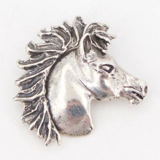 Vtg Sterling Silver - Navajo Ted Ott Horse Head Animal Pendant - 5.  5g