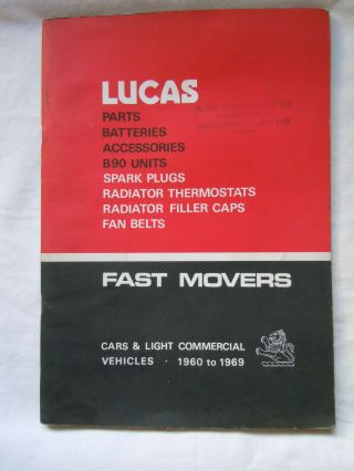 @vintage Lucas Parts Book - Cars & Light Commercial Vehicles 1960 - 1969@