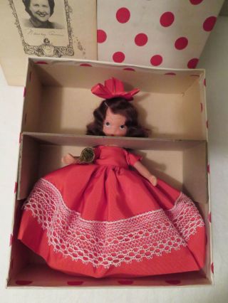 Vintage Nancy Ann Storybook Doll Queen Of Hearts Red Dress Bow W Box 157
