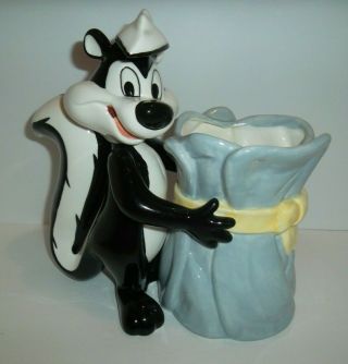 Vintage Pepe Le Pew Flower Vase Planter Holder Looney Tunes Warner Bros 1995