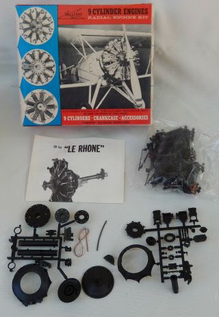 Vtg.  Williams Bros.  301 LE RHONE 9 Cylinder Engine Radial Model Kit & Mount 2