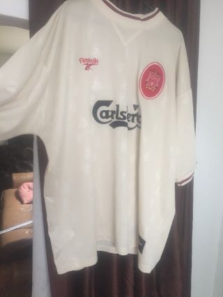 Vintage Liverpool Away Shirt Reebok Beige Season 1996/97 Adult 50 / 52 " Retro