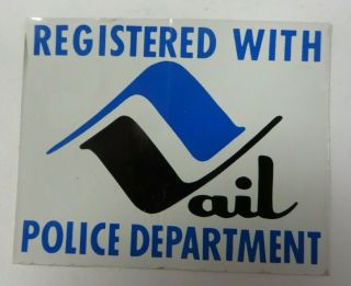 Vtg 1975 Vail Colorado Bicycle Bike Tag License Registration Sticker Police Dept