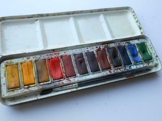 VINTAGE WINSOR AND NEWTON ARTISTS TIN BOX SET WATER COLOURS PAINTS 3